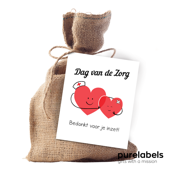 Cadeautje zorgmedewerkers | Jute zakje anemoontjes L | Dag van de zorg cadeautje