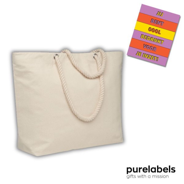 Strandkoeltas Cool | Katoen met koordhandvat | Origineel zomergeschenk