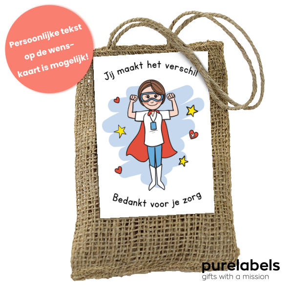 Bloembollengeschenk | Jute zakje anemoontjes | Wonderwoman
